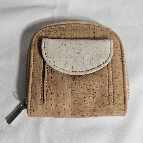 Handbags - Cork Eco Friendly Small Wallet Zipper Snap. Vegan Earth Concious Accessories